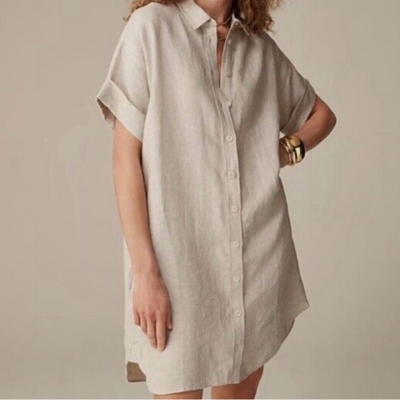 J. Crew Dresses & Skirts - J. Crew Women's Capitaine Linen Shirtdress Beige Size XL